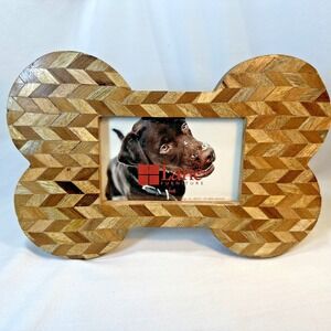 Lane Large Inlaid Wood Wooden Dog Bone Picture Frame 4x6